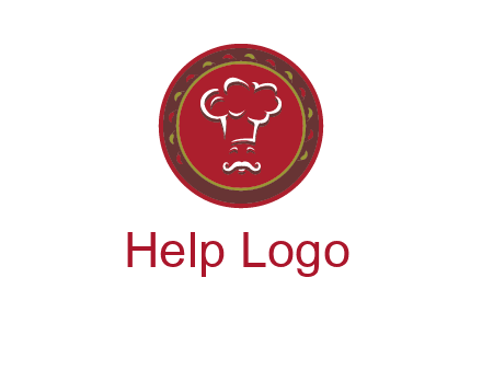 chef with hat in circle with pattern ring restaurant logo