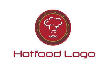 chef with hat in circle with pattern ring restaurant logo