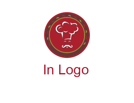 chef with hat in circle with pattern ring restaurant logo