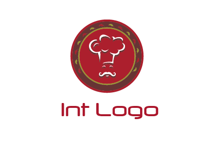 chef with hat in circle with pattern ring restaurant logo