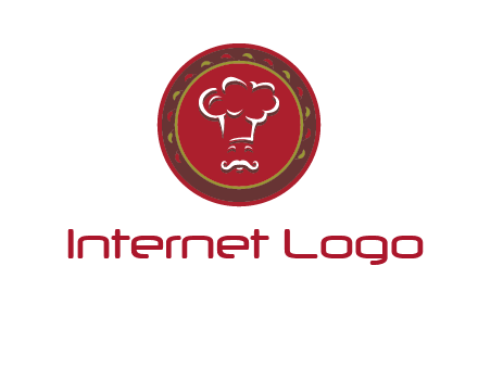 chef with hat in circle with pattern ring restaurant logo