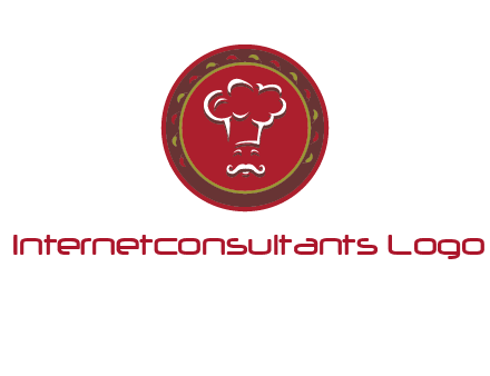 chef with hat in circle with pattern ring restaurant logo