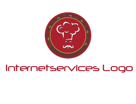 chef with hat in circle with pattern ring restaurant logo