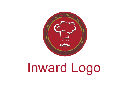 chef with hat in circle with pattern ring restaurant logo