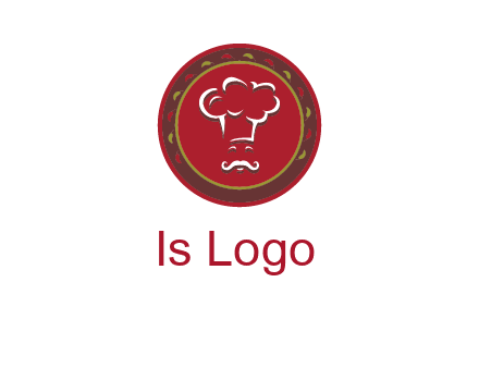 chef with hat in circle with pattern ring restaurant logo