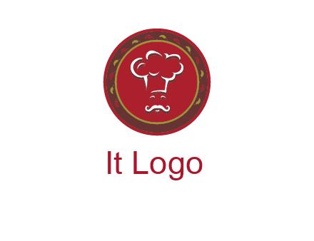chef with hat in circle with pattern ring restaurant logo