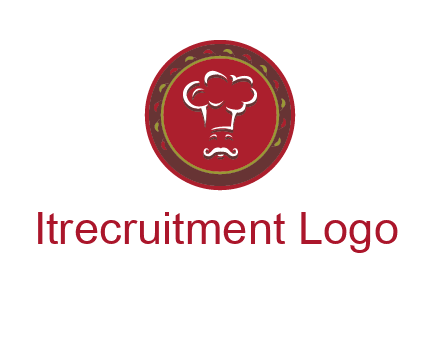 chef with hat in circle with pattern ring restaurant logo