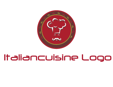 chef with hat in circle with pattern ring restaurant logo