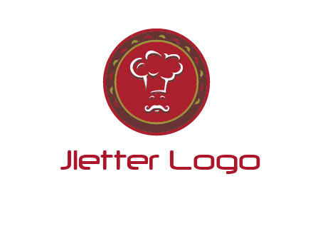 chef with hat in circle with pattern ring restaurant logo