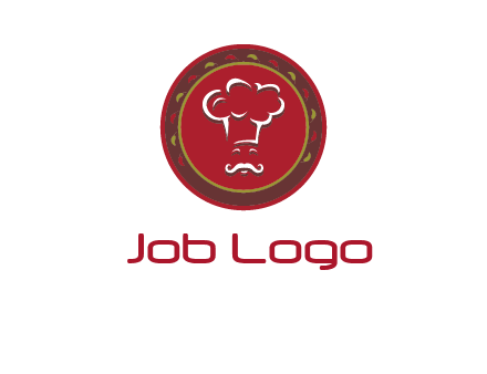 chef with hat in circle with pattern ring restaurant logo