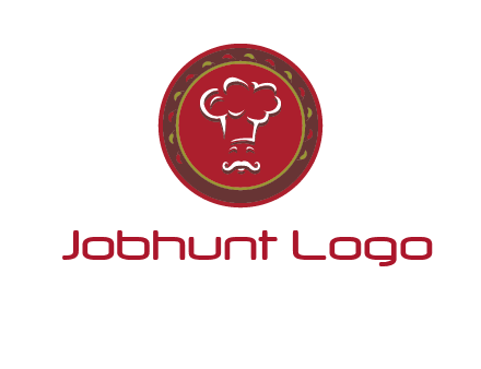 chef with hat in circle with pattern ring restaurant logo
