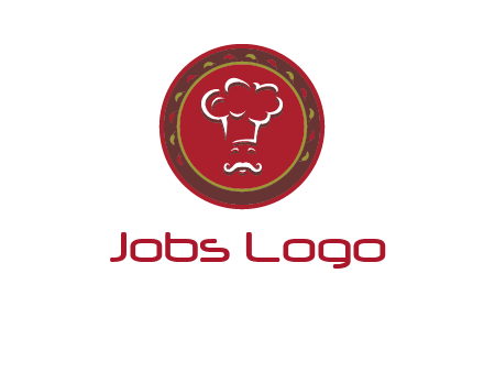 chef with hat in circle with pattern ring restaurant logo