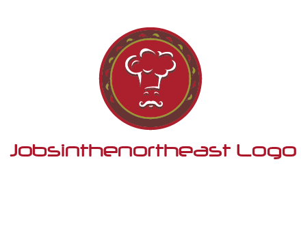 chef with hat in circle with pattern ring restaurant logo