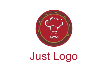 chef with hat in circle with pattern ring restaurant logo