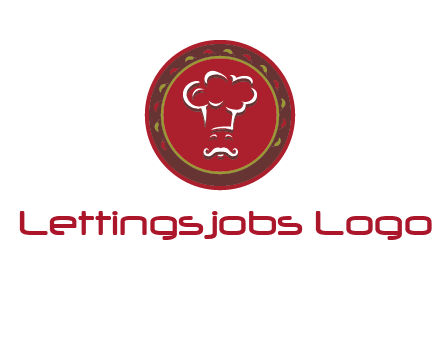 chef with hat in circle with pattern ring restaurant logo