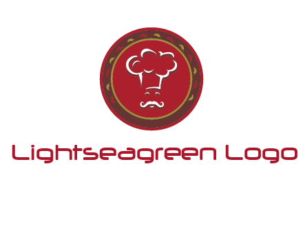 chef with hat in circle with pattern ring restaurant logo