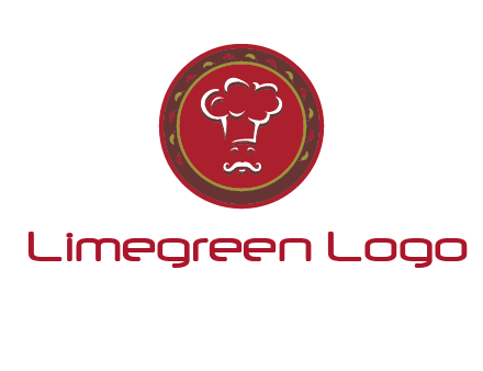 chef with hat in circle with pattern ring restaurant logo