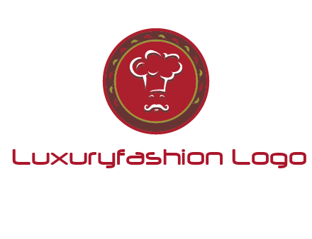 chef with hat in circle with pattern ring restaurant logo