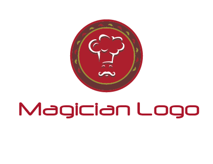 chef with hat in circle with pattern ring restaurant logo
