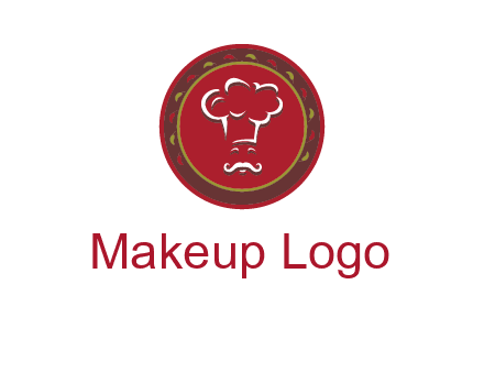 chef with hat in circle with pattern ring restaurant logo