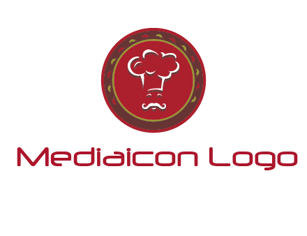chef with hat in circle with pattern ring restaurant logo