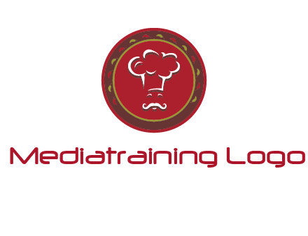 chef with hat in circle with pattern ring restaurant logo