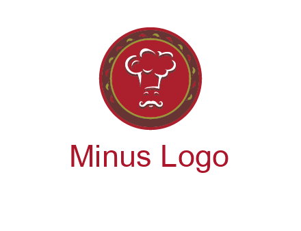 chef with hat in circle with pattern ring restaurant logo