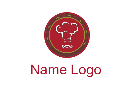 chef with hat in circle with pattern ring restaurant logo