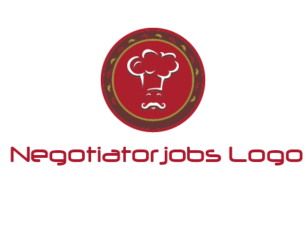 chef with hat in circle with pattern ring restaurant logo