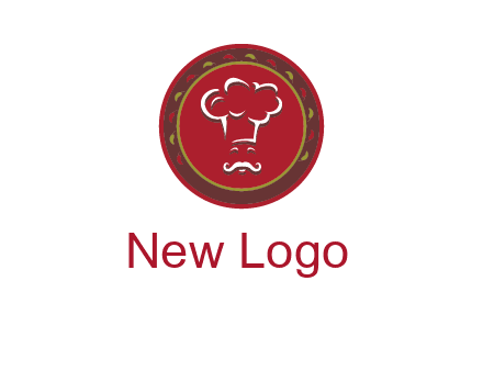 chef with hat in circle with pattern ring restaurant logo