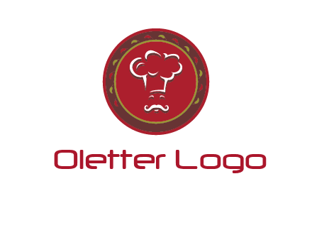 chef with hat in circle with pattern ring restaurant logo