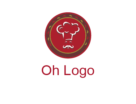 chef with hat in circle with pattern ring restaurant logo