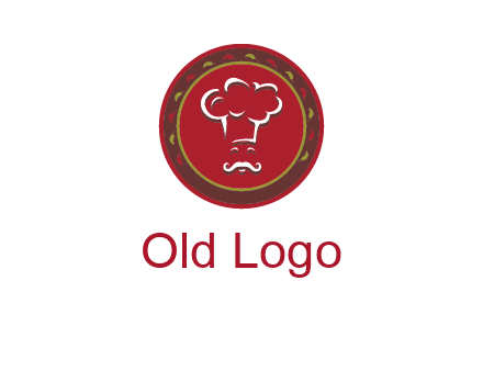 chef with hat in circle with pattern ring restaurant logo