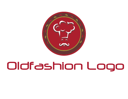 chef with hat in circle with pattern ring restaurant logo
