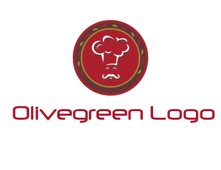 chef with hat in circle with pattern ring restaurant logo
