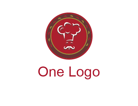 chef with hat in circle with pattern ring restaurant logo