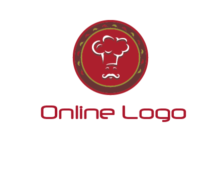 chef with hat in circle with pattern ring restaurant logo