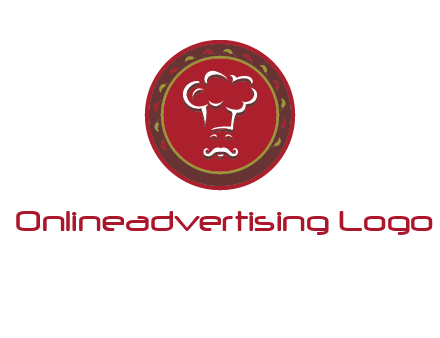 chef with hat in circle with pattern ring restaurant logo