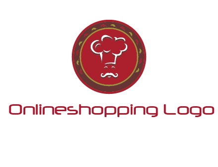 chef with hat in circle with pattern ring restaurant logo
