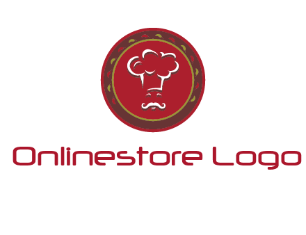 chef with hat in circle with pattern ring restaurant logo