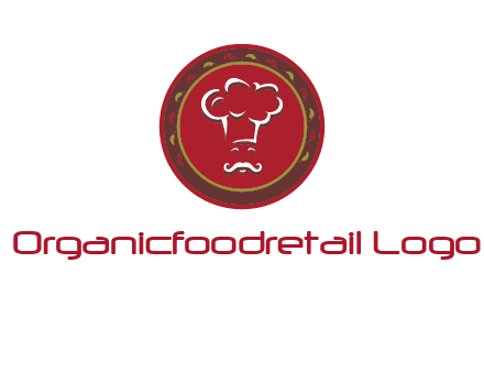 chef with hat in circle with pattern ring restaurant logo