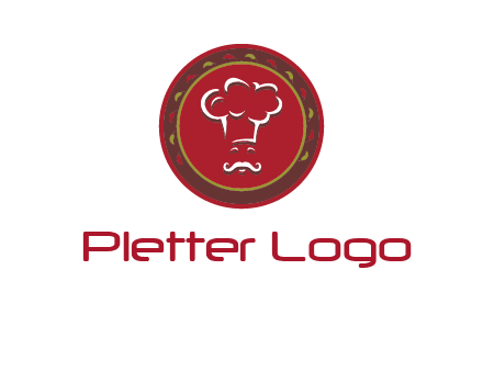 chef with hat in circle with pattern ring restaurant logo