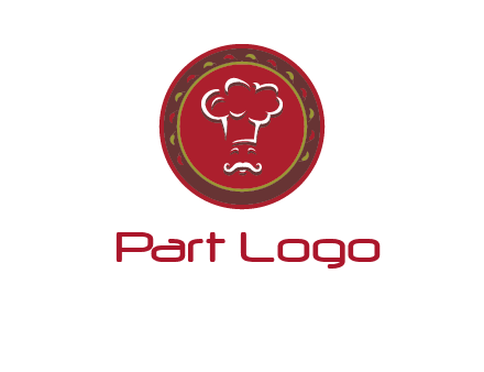 chef with hat in circle with pattern ring restaurant logo