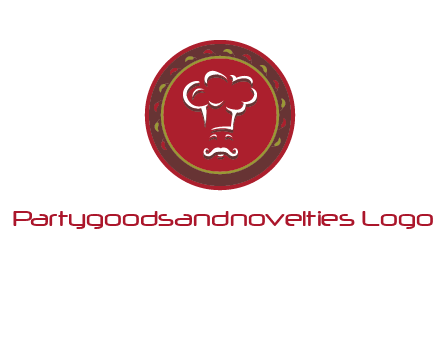 chef with hat in circle with pattern ring restaurant logo