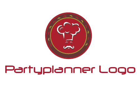 chef with hat in circle with pattern ring restaurant logo