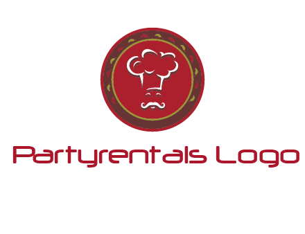 chef with hat in circle with pattern ring restaurant logo