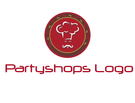 chef with hat in circle with pattern ring restaurant logo