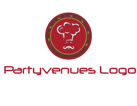 chef with hat in circle with pattern ring restaurant logo