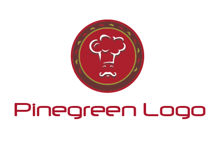 chef with hat in circle with pattern ring restaurant logo