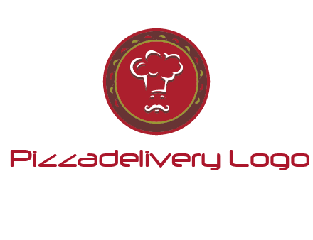 chef with hat in circle with pattern ring restaurant logo